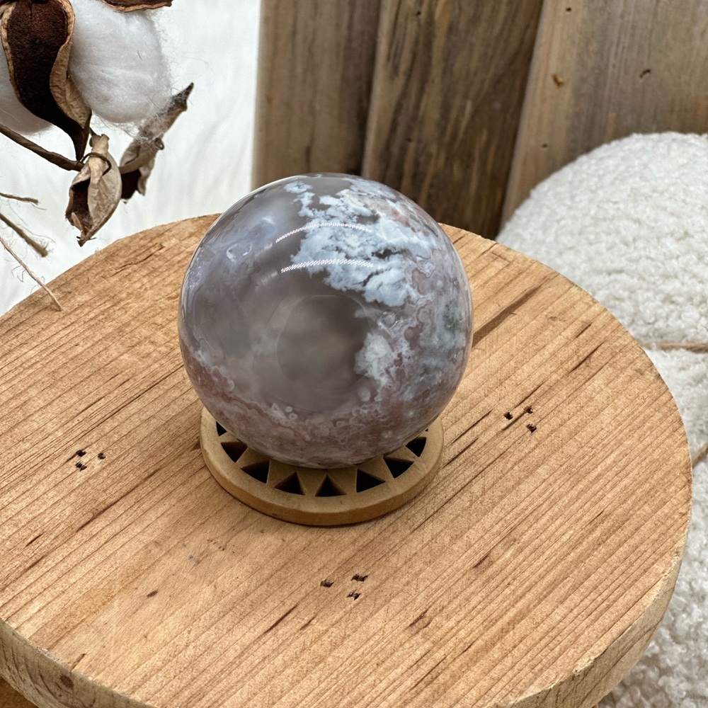 Beautiful Natural Crystal Flower Agate Sphere